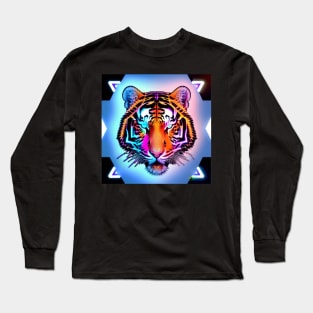 Trippy Psychedelic Neon Tigers 9 Long Sleeve T-Shirt